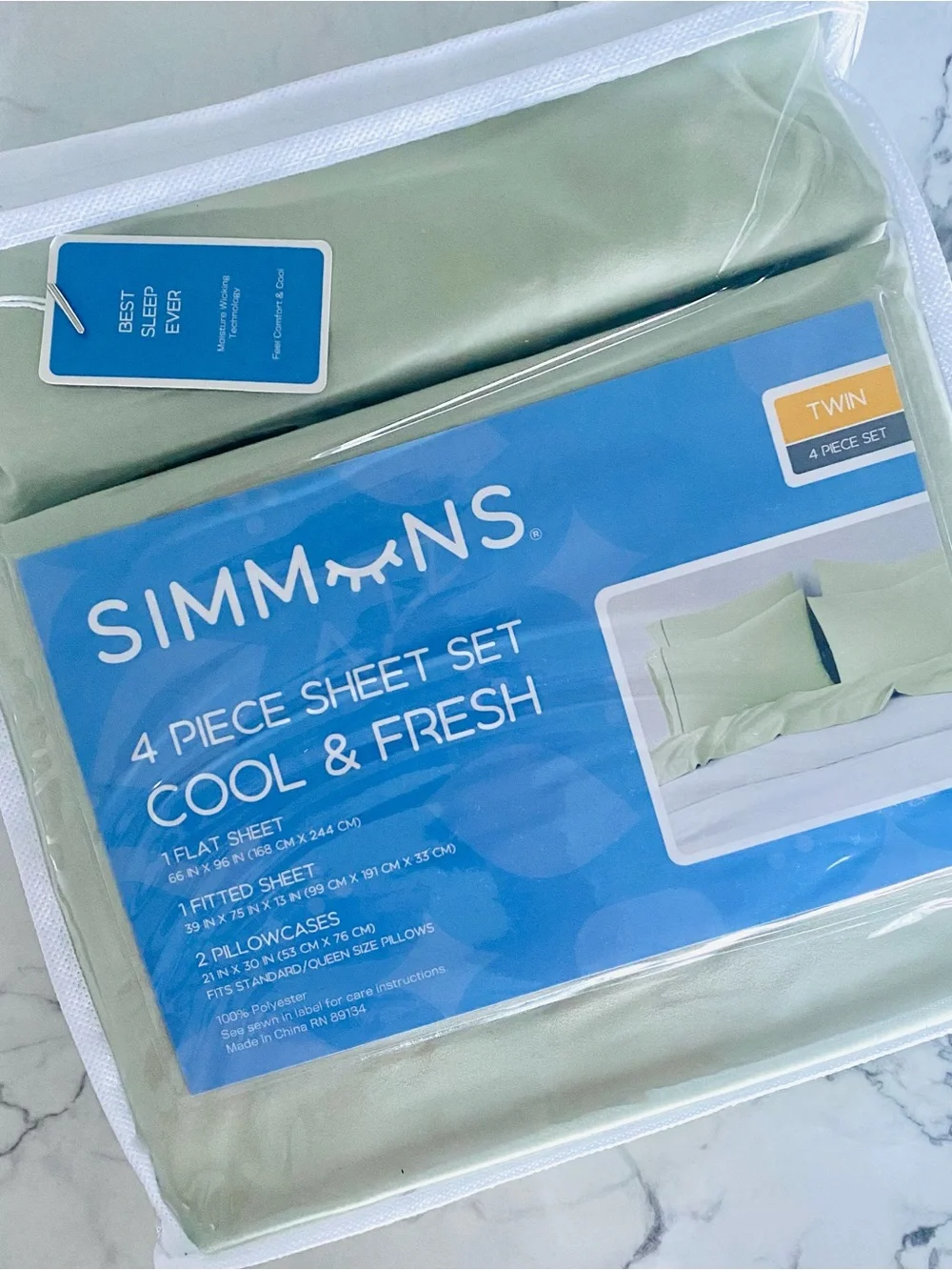 NIP👍🏽SIMMUNS Pistachio Green Top Sheet SZ TWIN